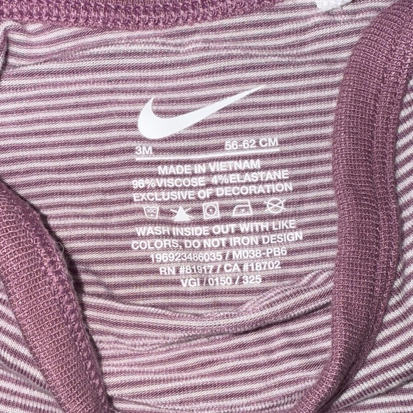 Nike Pink Striped Onesie and Pants Set - Picture 2 of 3